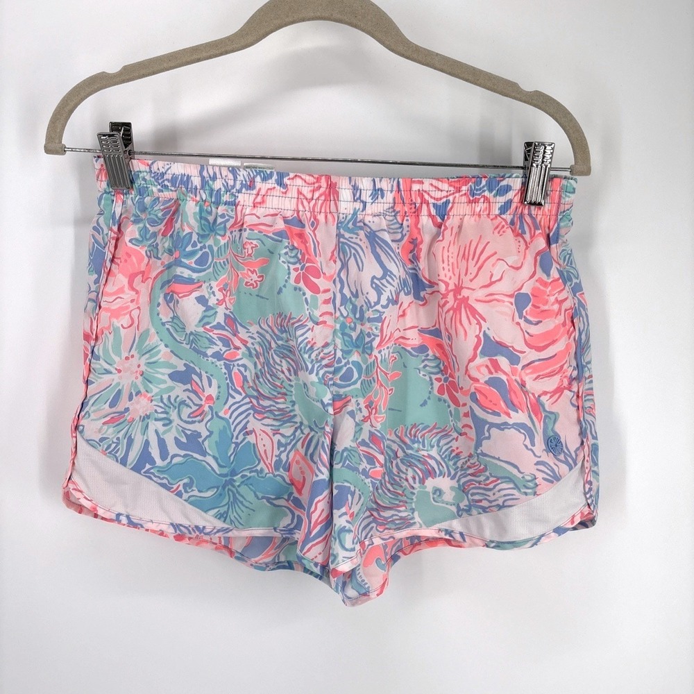 Lilly Pulitzer Luxletic Ocean Trail Shorts Medium Viva La Lilly Beachy Running